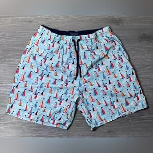 Men's Sailboat Print Swim Shorts Size L